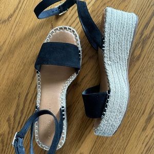 Kelly and Katie black wedge sandals